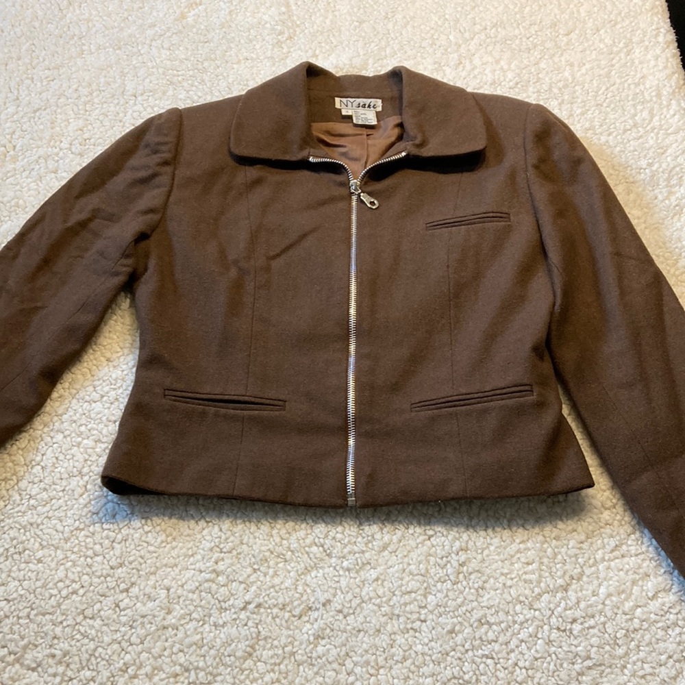Vintage NY sake brown 100% wool jacket